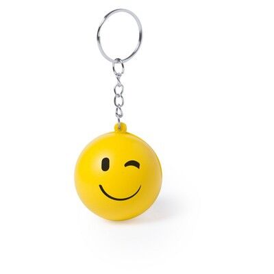 Stressbold smiley nøglering Stressbold smiley nøglering
